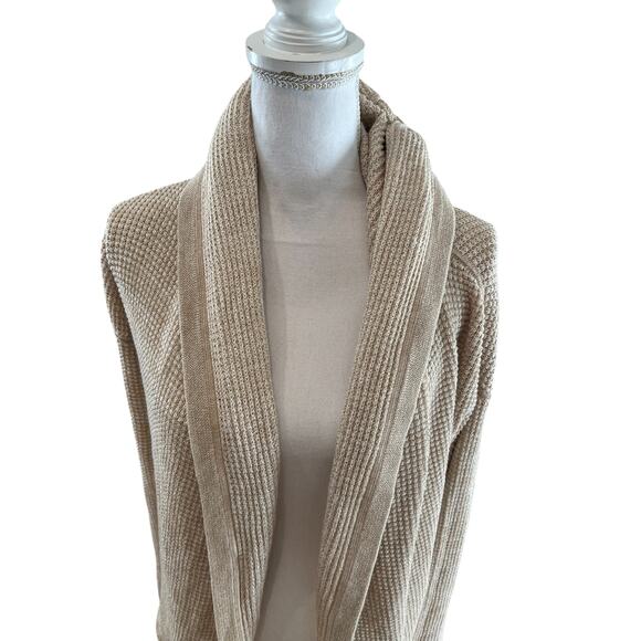Calvin Klein Beige & Metallic Gold Cocoon Cardigan Sweater - Picture 2 of 6